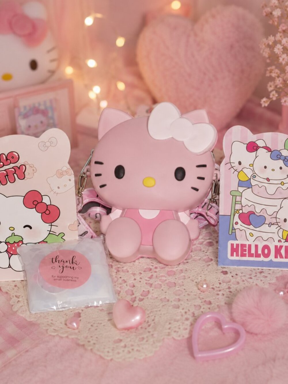 Hello Kitty Pink Kawaii Mini Crossbody Bag Cute Birthday Gift Set Idea